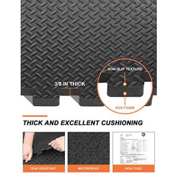 innhom Gym Flooring Gym Mats Exercise Mat for Floor Workout Mat Foam Floor Tiles for Home Gym Equipm...