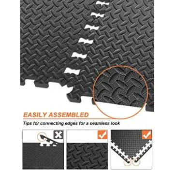innhom Gym Flooring Gym Mats Exercise Mat for Floor Workout Mat Foam Floor Tiles for Home Gym Equipment Garage, 24 Pieces Black