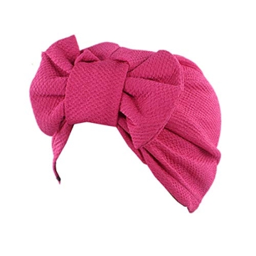 Qhome Womens Luxury Bow Turban Hat Stylish Chemo Cap Rose