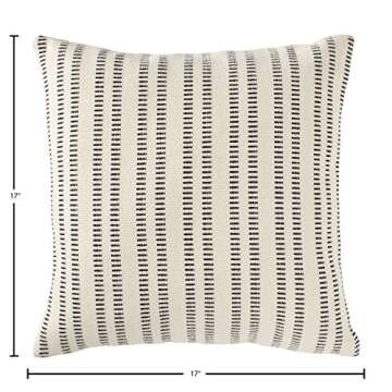 Amazon Brand – Stone & Beam French Laundry Decorative Throw Pillow, 17" x 17", Ivory, Black