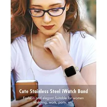 TISIMO Compatible with Apple Watch Band 45mm 44mm 42mm 41mm 40mm 38mm Women,Stainless Steel Metal iWatch Band for iWatch Series 9/SE/SE2/8/7/6/5/4/3/2/1,42mm 44mm 45mm Sliver Gold