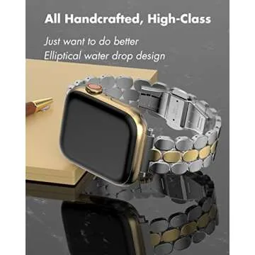 TISIMO Compatible with Apple Watch Band 45mm 44mm 42mm 41mm 40mm 38mm Women,Stainless Steel Metal iWatch Band for iWatch Series 9/SE/SE2/8/7/6/5/4/3/2/1,42mm 44mm 45mm Sliver Gold