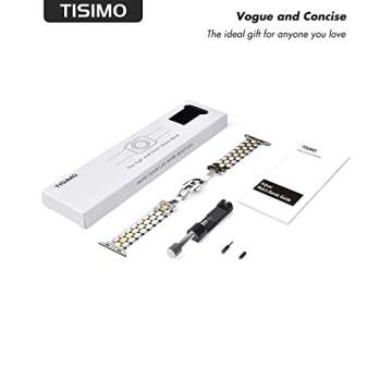 TISIMO Compatible with Apple Watch Band 45mm 44mm 42mm 41mm 40mm 38mm Women,Stainless Steel Metal iWatch Band for iWatch Series 9/SE/SE2/8/7/6/5/4/3/2/1,42mm 44mm 45mm Sliver Gold