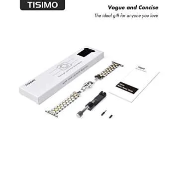 TISIMO Compatible with Apple Watch Band 45mm 44mm 42mm 41mm 40mm 38mm Women,Stainless Steel Metal iWatch Band for iWatch Series 9/SE/SE2/8/7/6/5/4/3/2/1,42mm 44mm 45mm Sliver Gold