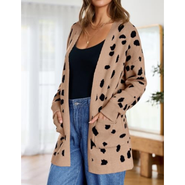 ZESICA Women's Animal Print Cardigan for Fall Winter