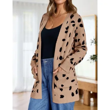 ZESICA Women's Animal Print Cardigan for Fall Winter