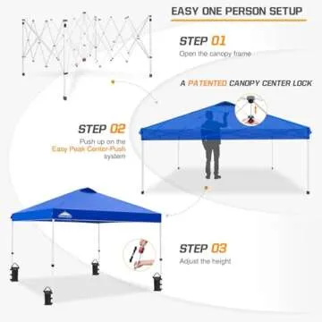 EAGLE PEAK Pop Up Canopy Tent - 10x10 ft, Lightweight, Easy Setup, Blue