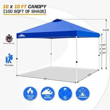 EAGLE PEAK Pop Up Canopy Tent with Wheeled Carry Bag