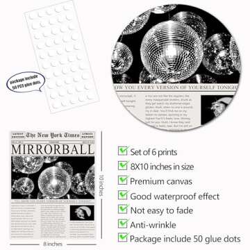 Luodroduo Vintage Trendy Music Wall Art Aesthetics Canvas Funky Black and White Fashion Disco Tequil...