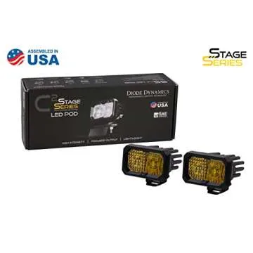Diode Dynamics SSC2 SAE Yellow Sport Standard LED Pod (pair), Combo w/Amber Backlight