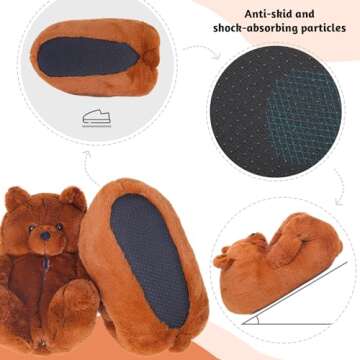 Alayger Women's Plush Teddy Bear Slippers Home Indoor Soft Anti-Slip Cute Winter Warm Floor Shoes Sl...