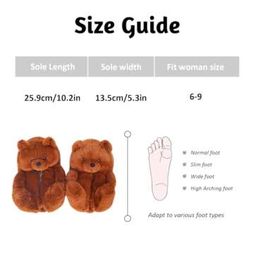 Alayger Women's Plush Teddy Bear Slippers Home Indoor Soft Anti-Slip Cute Winter Warm Floor Shoes Slippers Cartoon
