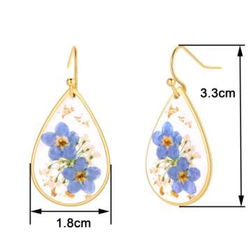 Forget-Me-Not Pressed Flower Earrings for Women