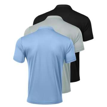 PINSPARK 3 Pack: Men's Golf Polo Shirts Multipacks Quick Dry Short Sleeve Collared Shirt Summer Casu...