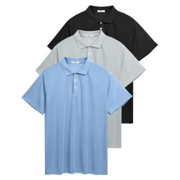 PINSPARK 3 Pack: Men's Golf Polo Shirts Multipacks Quick Dry Short Sleeve Collared Shirt Summer Casual Polos Shirts for Men