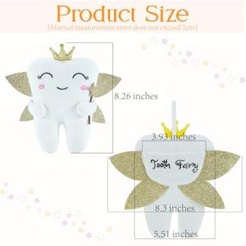 Tooth Fairy,Tooth Fairy Pillow with Shiny Wings,Tooth Fairy Pillow for Boys,Tooth Pillow,Tooth Fairy...