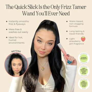 INH Hair Mascara for Flyaways | Quick Slick Hair Finishing Stick for Flyaways, Frizz Control, & Slick Back Look | Non Greasy & Non Comedogenic Smoothing Serum & Frizz Tamer Wand | Strawberry Jam, 18ml