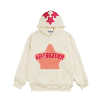 Aelfric Eden Women's Pink Star Print Oversized Hoodie - Long Sleeve Pullover