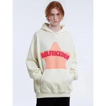 Pink Star Print Oversized Pullover Hoodie for Women