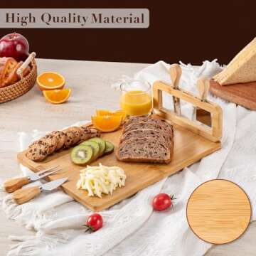 AISOSO Charcuterie Boards, Personalized Bamboo Cheese Board Set with 4 Cheese Knife, Lightweight and...