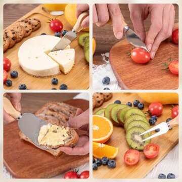 AISOSO Charcuterie Boards, Personalized Bamboo Cheese Board Set with 4 Cheese Knife, Lightweight and Elegant Serving Platter Accessories for Entertaining Party Picnic, Housewarming and Wedding