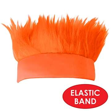 Beistle Hairy Headband in Orange, Novelty Headware for Team Sports Events, School Spirit Pep Rally Costume Accessory, Party Supplies for Tailgating
