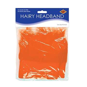Beistle Hairy Headband in Orange, Novelty Headware for Team Sports Events, School Spirit Pep Rally Costume Accessory, Party Supplies for Tailgating