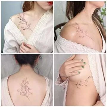 Temporary Tattoo of Gypsophila, Waterproof Colorful Temporary Tattoos Fake Tattoos That Look Real and Last Long Tattoo Stickers Watercolor Mixed Style Body Art Temporary Tattoos for Women Girls Kids
