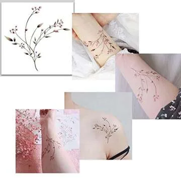 Temporary Tattoo of Gypsophila, Waterproof Colorful Temporary Tattoos Fake Tattoos That Look Real and Last Long Tattoo Stickers Watercolor Mixed Style Body Art Temporary Tattoos for Women Girls Kids