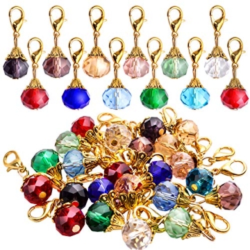24 Crystal Dangle Charms with Gold Clasp for Jewelry Making