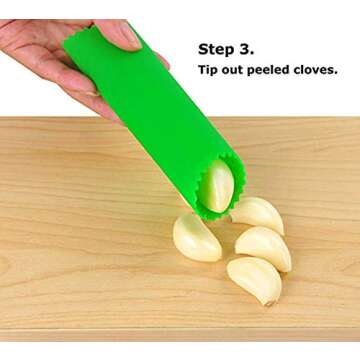 Sinnsally Garlic Peeler Skin Remover Roller Keeper,Easy Quick to Peeled Garlic Cloves with Silicone Tube Roller Garlic Peeling Kitchen Tool(3 Colors)