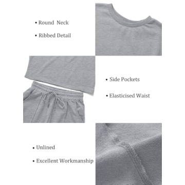 ZESICA Women's Long Sleeve Crop Top and Pants Pajama Sets 2 Piece Jogger Long Sleepwear Loungewear Pjs Sets,Grey,Small