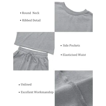 ZESICA Women's Long Sleeve Crop Top and Pants Pajama Sets 2 Piece Jogger Long Sleepwear Loungewear Pjs Sets,Grey,Small