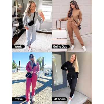 ZESICA Women's Long Sleeve Crop Top and Pants Pajama Sets 2 Piece Jogger Long Sleepwear Loungewear Pjs Sets,Grey,Small