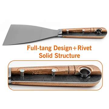 ROLLINGDOG 4PC Putty Knife Scrapers - Stainless Steel Spackle Knife Set with Laser Engraved Wood Handle for Scrapering,Drywall Repairs and Spreading(1",2",3",4")