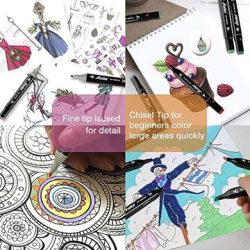 ABEIER 100 Colors Dual Tips Alcohol Markers set,Art Markers for Drawing, Permanent Sketch Markers for Kids adult coloring