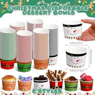 Zhehao 120 Pcs Christmas Ice Cream Bowls for Parties