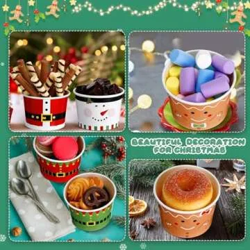 Zhehao 120 Pcs Christmas Ice Cream Bowls for Parties