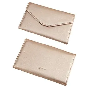 ZOPPEN Passport Holder Women/Men, Multi-purpose Rfid Blocking Travel Passport Wallet (Ver.4) Travel Essentials Tri-fold Document Organizer Holde, Gold