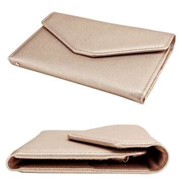 ZOPPEN Passport Holder Women/Men, Multi-purpose Rfid Blocking Travel Passport Wallet (Ver.4) Travel Essentials Tri-fold Document Organizer Holde, Gold