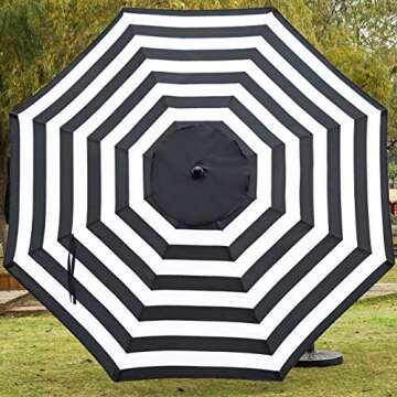 Sunnyglade 9' Patio Umbrella Outdoor Table Umbrella with 8 Sturdy Ribs (Black and White)