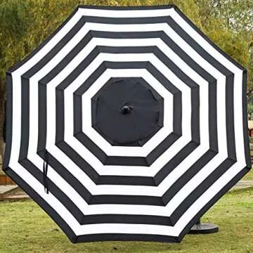 Sunnyglade 9' Patio Umbrella Outdoor Table Umbrella with 8 Sturdy Ribs (Black and White)