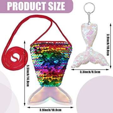 30 Pcs Mermaid Tail Coin Purse Colorful Sequin Keychains Mermaid Tail Sequin Crossbody Coin Wallet Bags Reversible Sequin Glitter Keychains for Kids Girls Mermaid Birthday Party Favors Goodie Bag