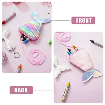 30 Pcs Mermaid Tail Coin Purse Colorful Sequin Keychains Mermaid Tail Sequin Crossbody Coin Wallet Bags Reversible Sequin Glitter Keychains for Kids Girls Mermaid Birthday Party Favors Goodie Bag