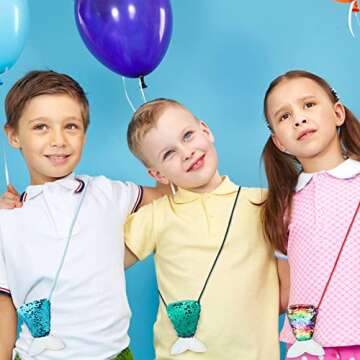 30 Pcs Mermaid Tail Coin Purse Colorful Sequin Keychains Mermaid Tail Sequin Crossbody Coin Wallet Bags Reversible Sequin Glitter Keychains for Kids Girls Mermaid Birthday Party Favors Goodie Bag