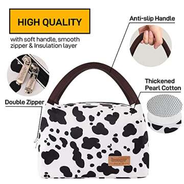 Buringer Insulated Lunch Bag Lunch Box for Women Men Adult Lunch Tote for Work Picnic Travel (Cow Pr...