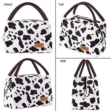 Buringer Insulated Lunch Bag Lunch Box for Women Men Adult Lunch Tote for Work Picnic Travel (Cow Print)