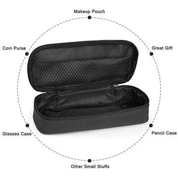 Big Capacity Pencil Case, Senignol Canvas Pencil Case, Pencil Pouch Box Organizer with Double Zipper, Student Stationery Organizer for Students School & Office Makeup Supplies Business (Black)