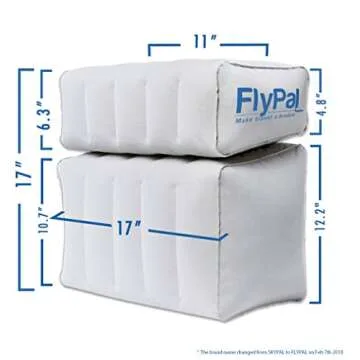 FLYPAL Inflatable Foot Rest for Air Travel, U.S Patented 2 in 1 Design, Blow-Up Pillow Cushion for Home, Office and Kids to Sleep on Long Flights, 17“x11 x17, Grey.