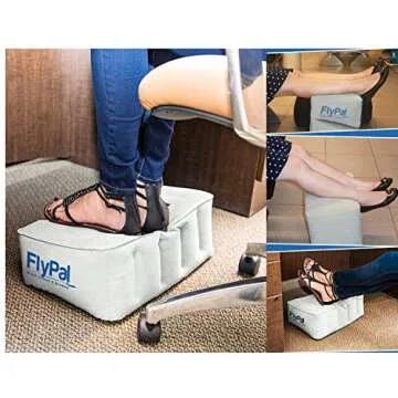 FLYPAL Inflatable Foot Rest for Air Travel, U.S Patented 2 in 1 Design, Blow-Up Pillow Cushion for Home, Office and Kids to Sleep on Long Flights, 17“x11 x17, Grey.